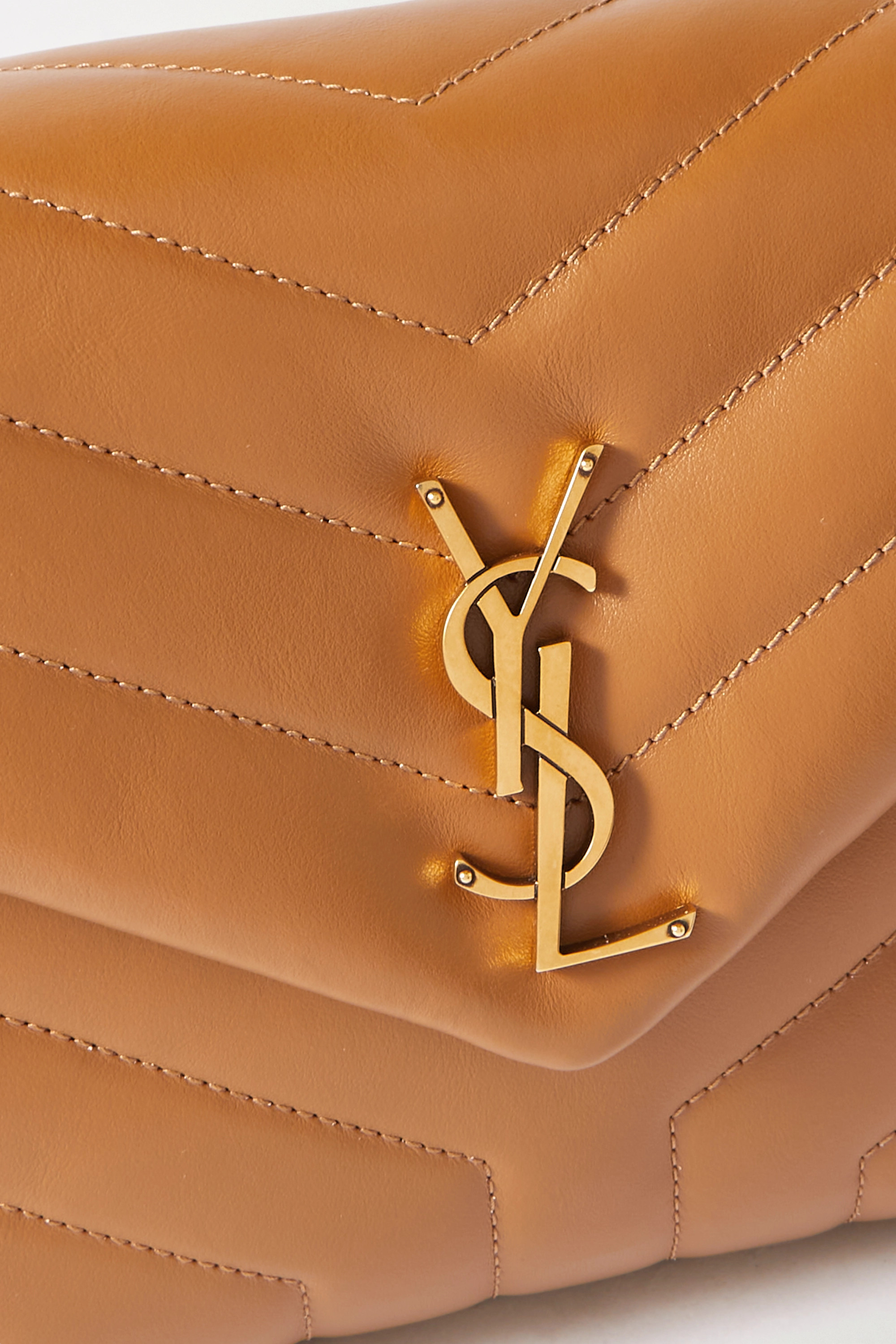 SAINT LAURENT YSL Loulou Small Quilted Leather Shoulder Bag Tan