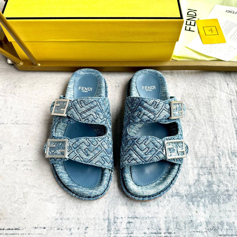 Fendi Fabric One Word Comfortable Slippers Shoes Sandal (Replica)