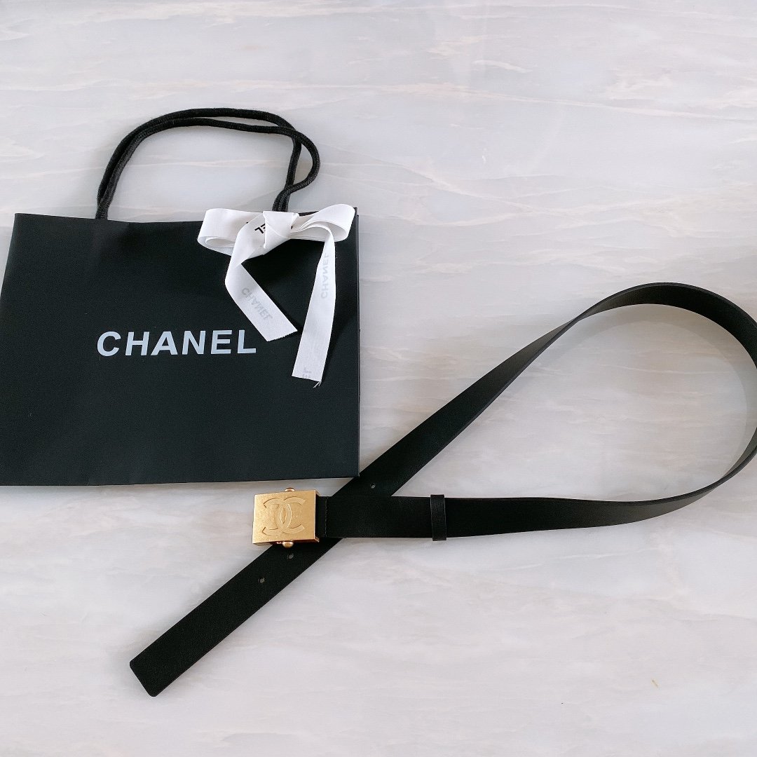 Chanel Belt With Ribbon Buckle Black Women Belt 30MM