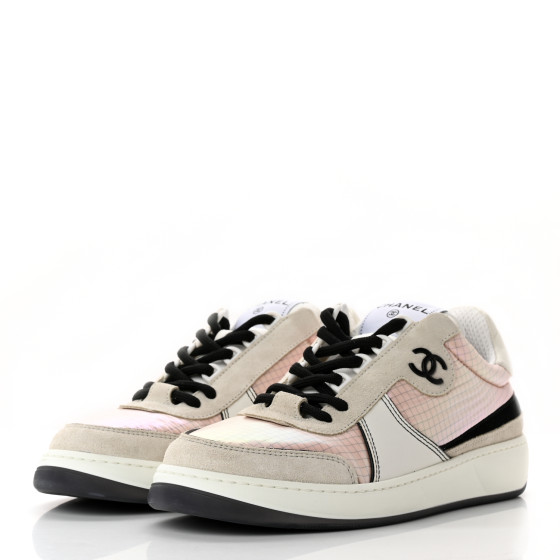 CHANEL Calfskin Suede Crystal Womens CC Sneakers(Replica)