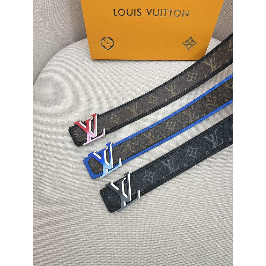 Lv Fade LOGO Calfskin Men's Belt