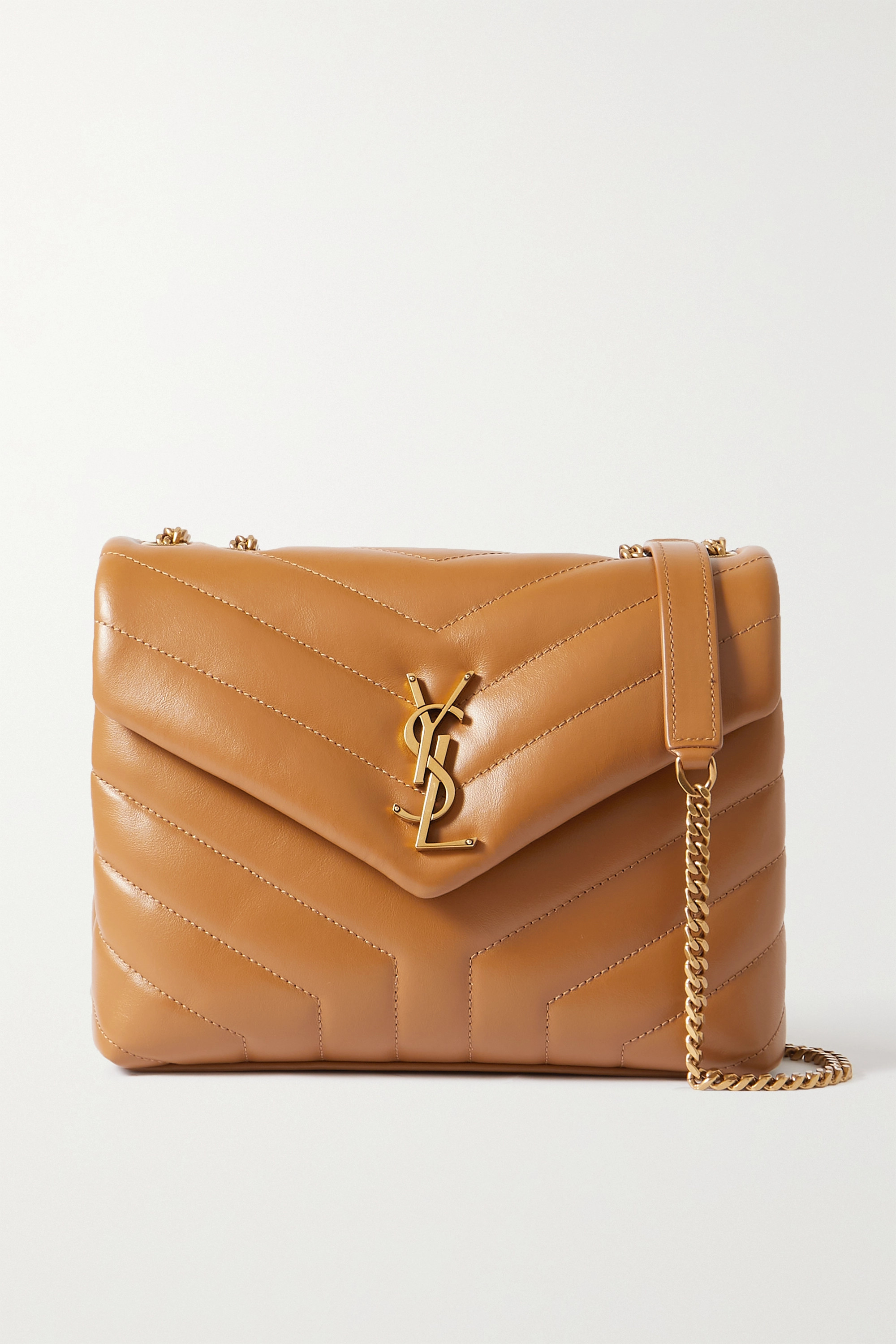 SAINT LAURENT YSL Loulou Small Quilted Leather Shoulder Bag Tan
