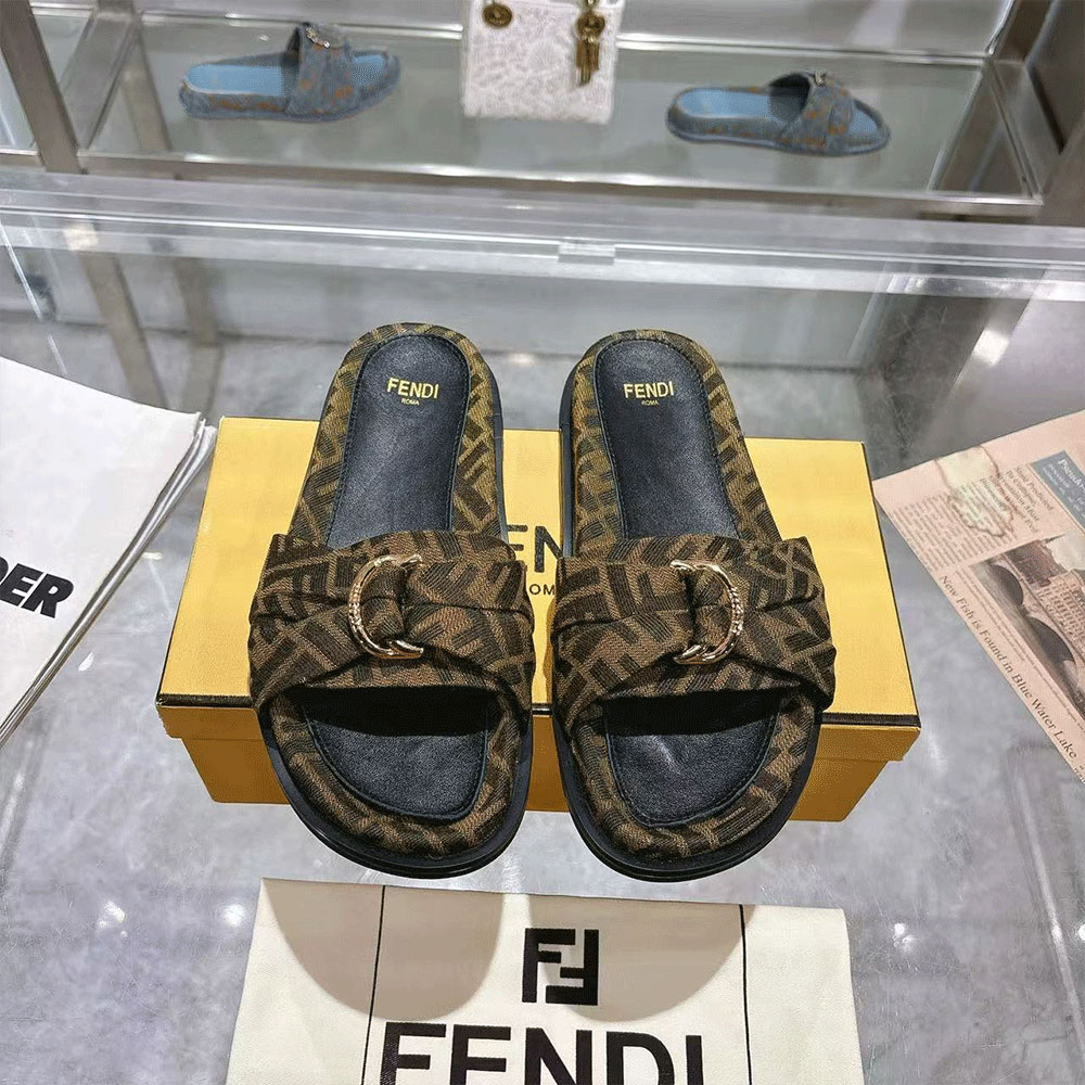 Fendi Feel rown FF jacquard slides （Replica）
