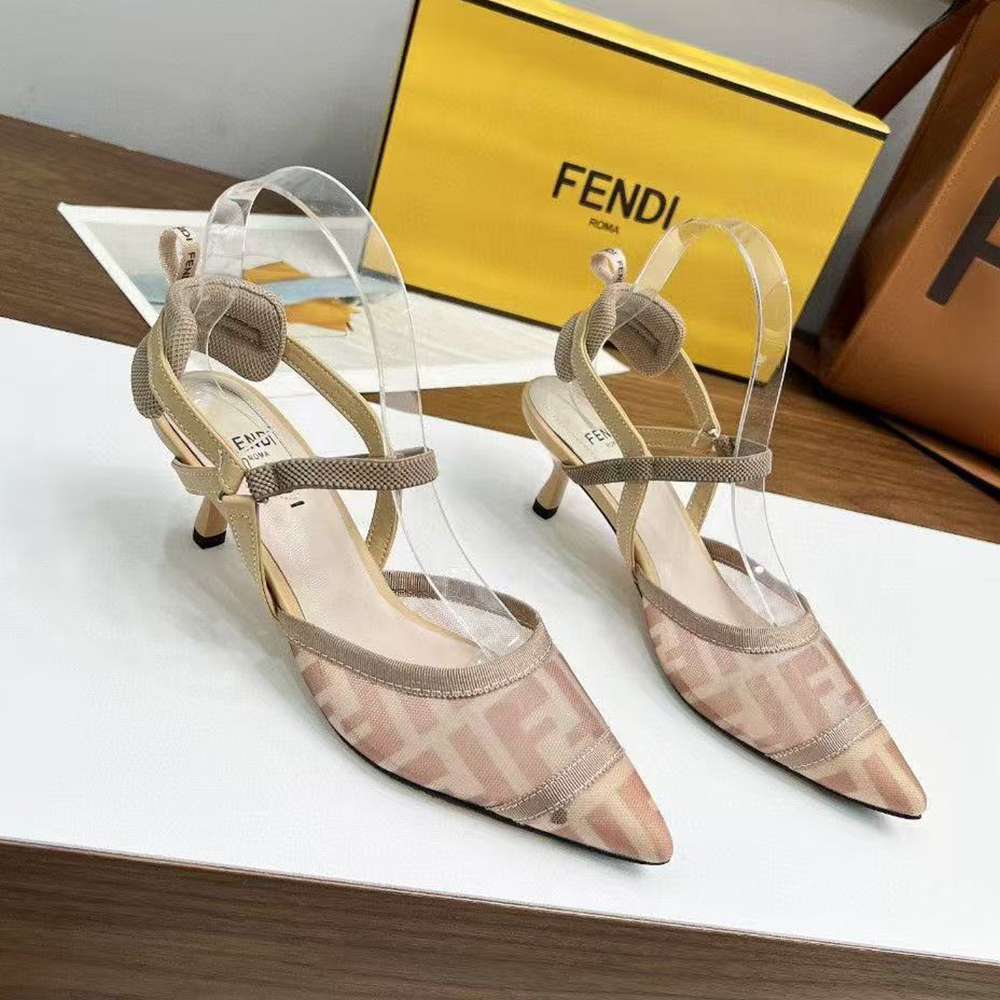 Fendi Colibrì lite ff mesh medium-heeled slingbacks  (Replica)