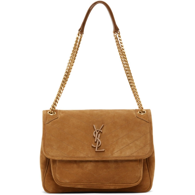 Saint Laurent ySl Tan Suede Medium Niki Shoulder Bag (Replica)