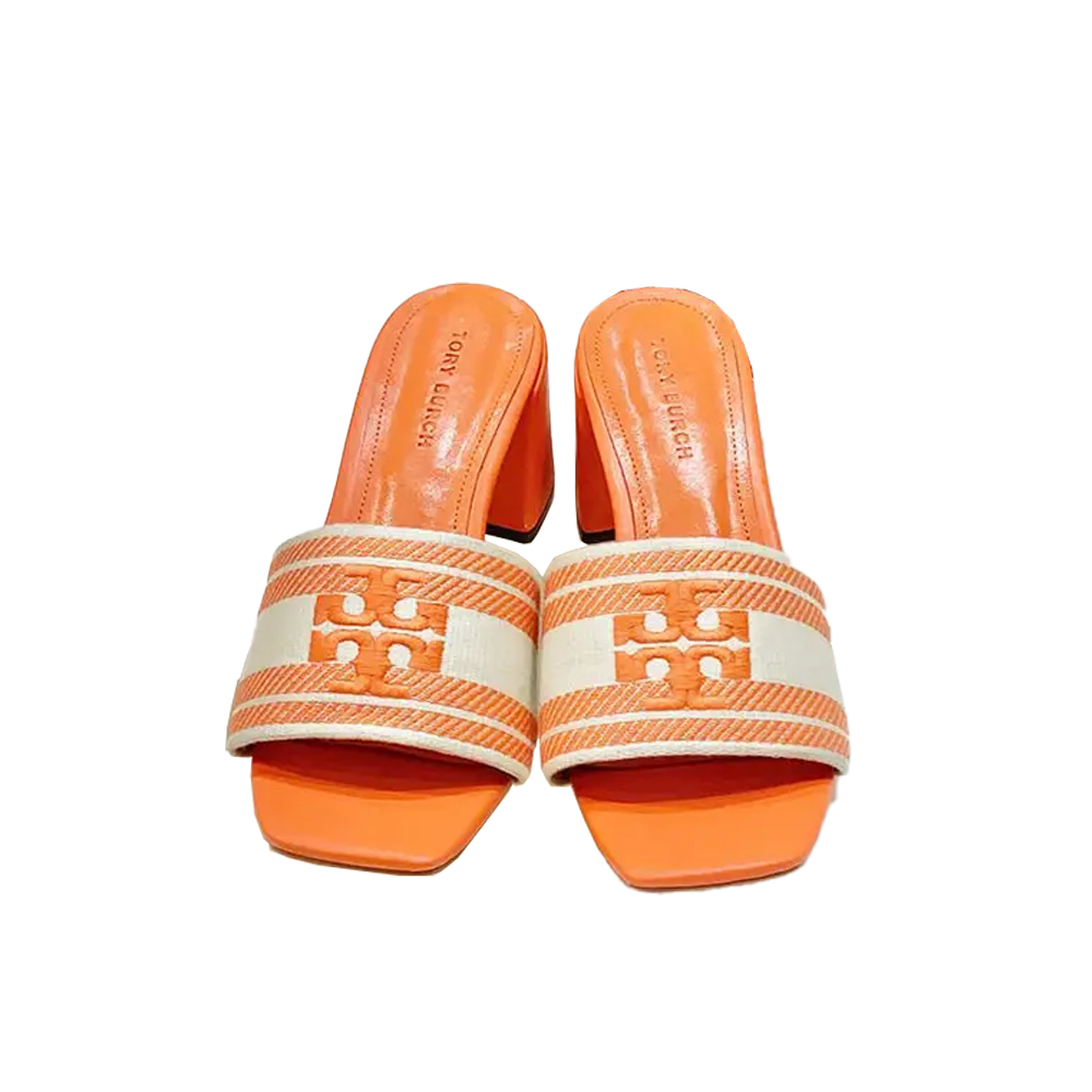 Tory Burch Fabric Flip-flops With Chunky Heels Sandals Slide (Replica)