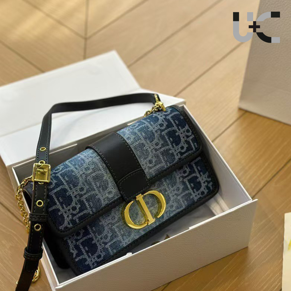 DIOR Oblique 30 Montaigne Flap Denim Bag (Replica)