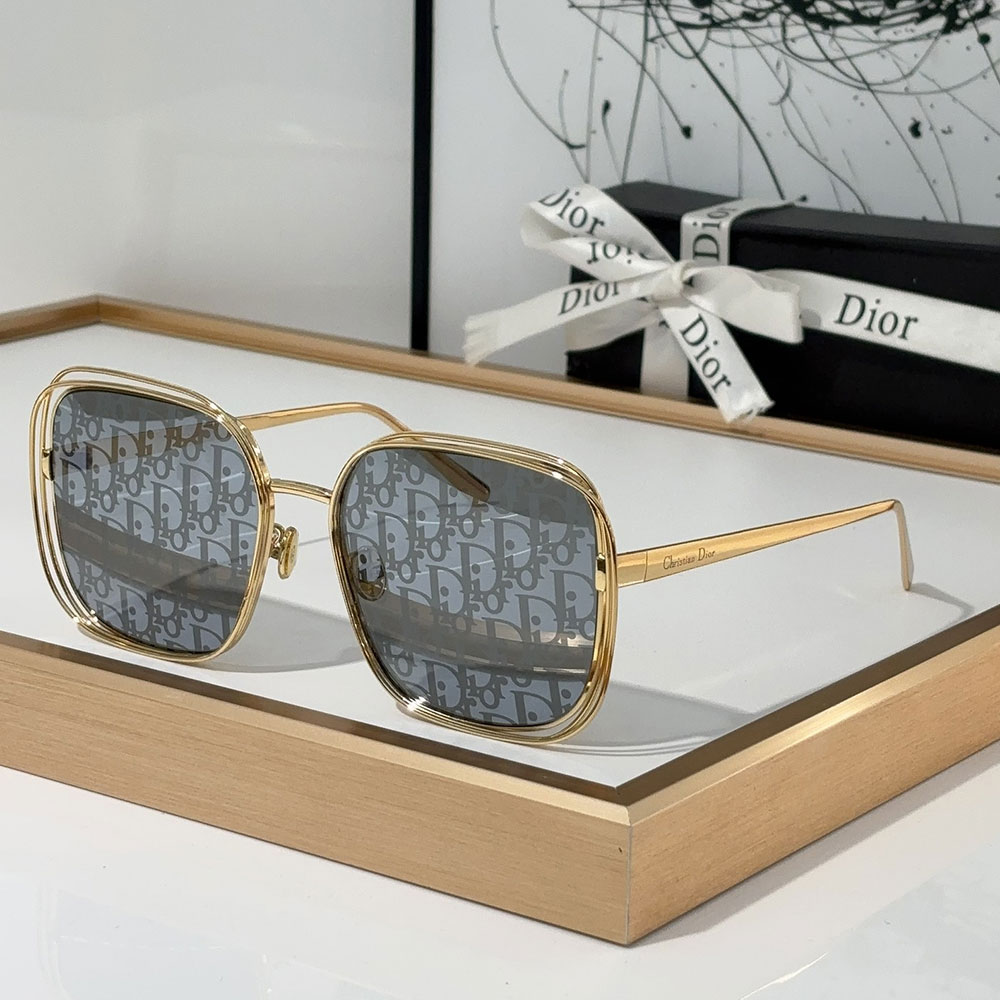 Dior Gold Metal Gold Frame Fashion sunglasses Top quality (Perfect Replica)
