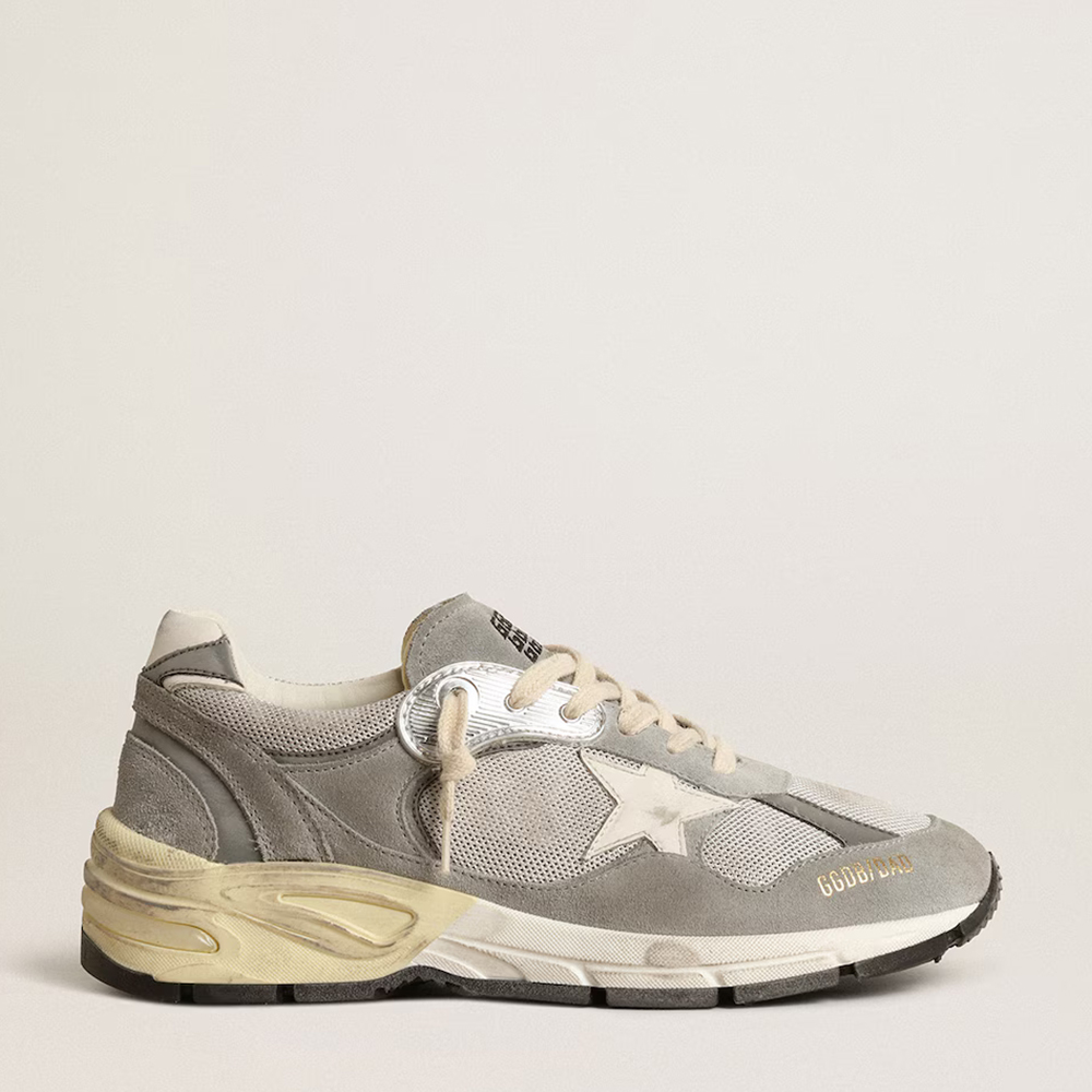 Golden Goose Dad-Star Shoes in Dove Gray Mesh and Suede (Replica)