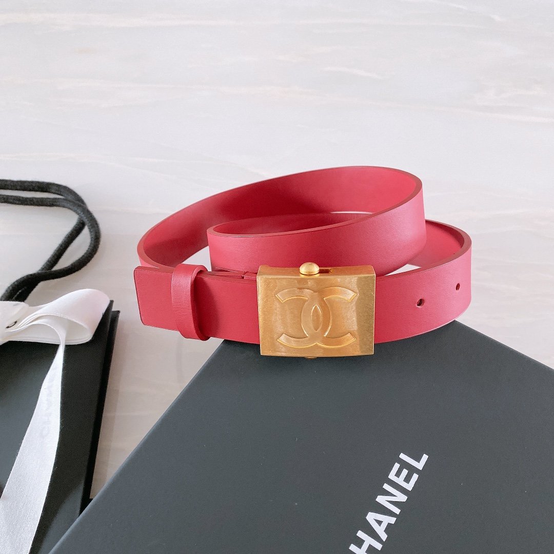 Chanel Belt With Ribbon Buckle Red Women Belt 30MM