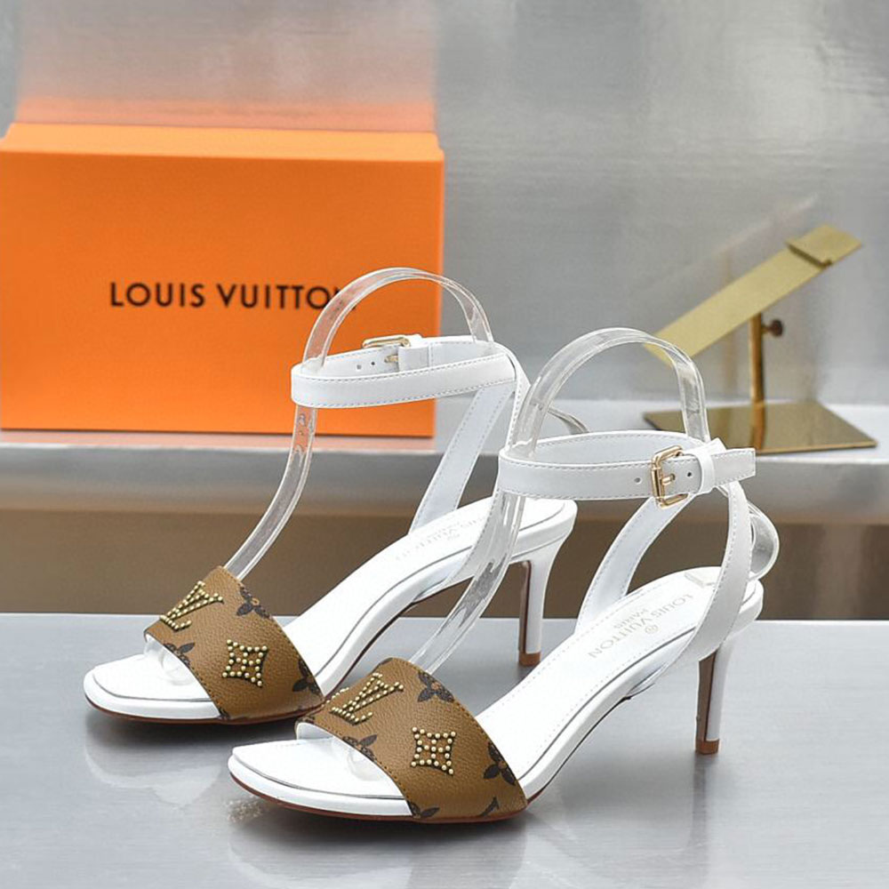 Louis Vuitton LV Leather Pin Buckle Slide Sandal (Replica)