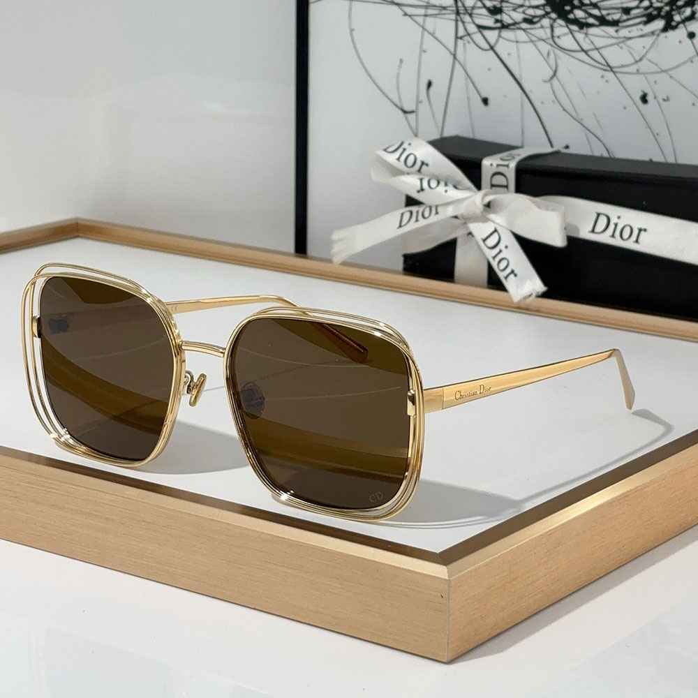 Dior Gold Metal Gold Frame Fashion sunglasses Top quality (Perfect Replica)