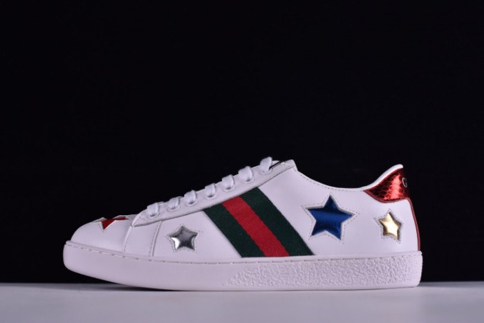 Gucci Ace Embroidered Low-Top Sneaker WITH COLORFUL STARS 431942-A38G1