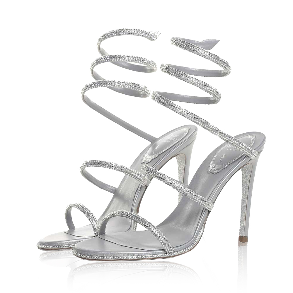 rene cavolli High Heel Sandals With Crystal Wrapped Ankle Loops Sandals Slide(Replica)