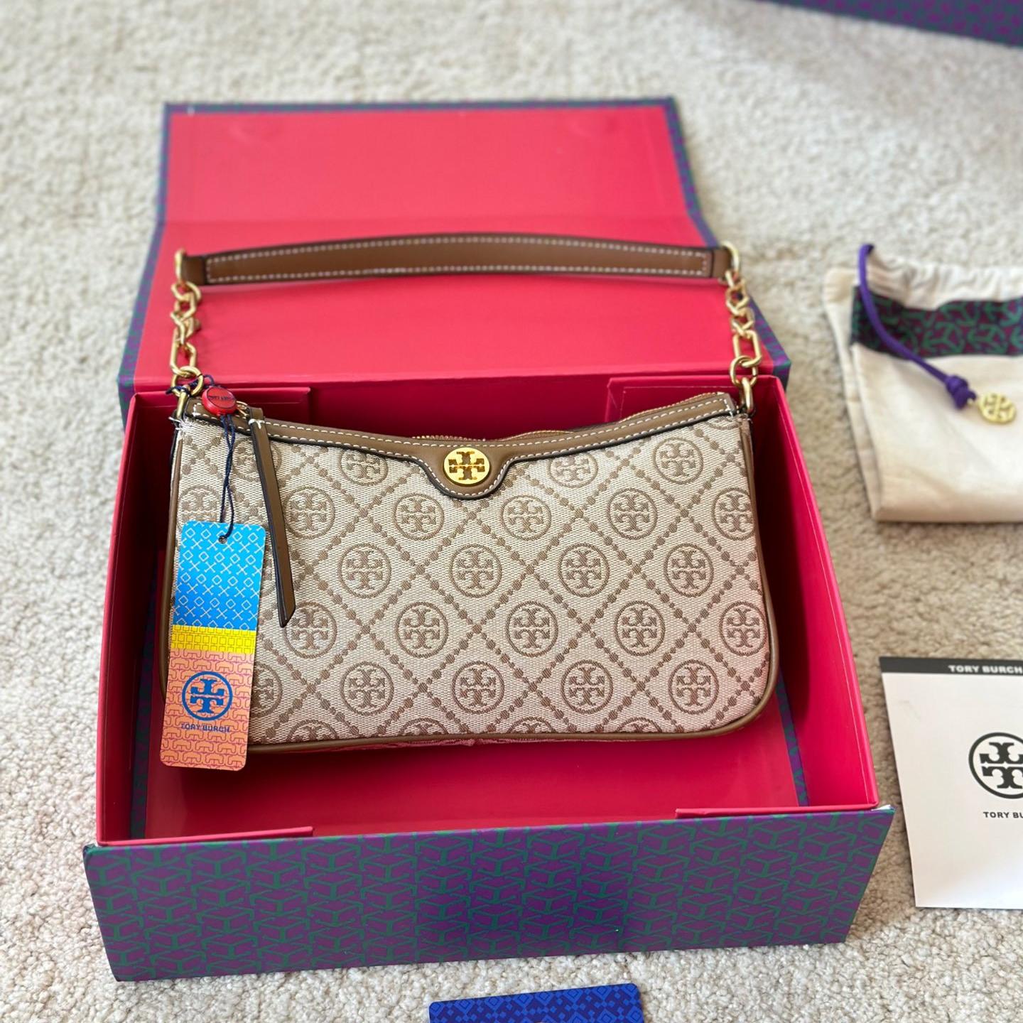 Tory Burch T Monogram Jacquard Zip Shoulder Bag  (Replica)