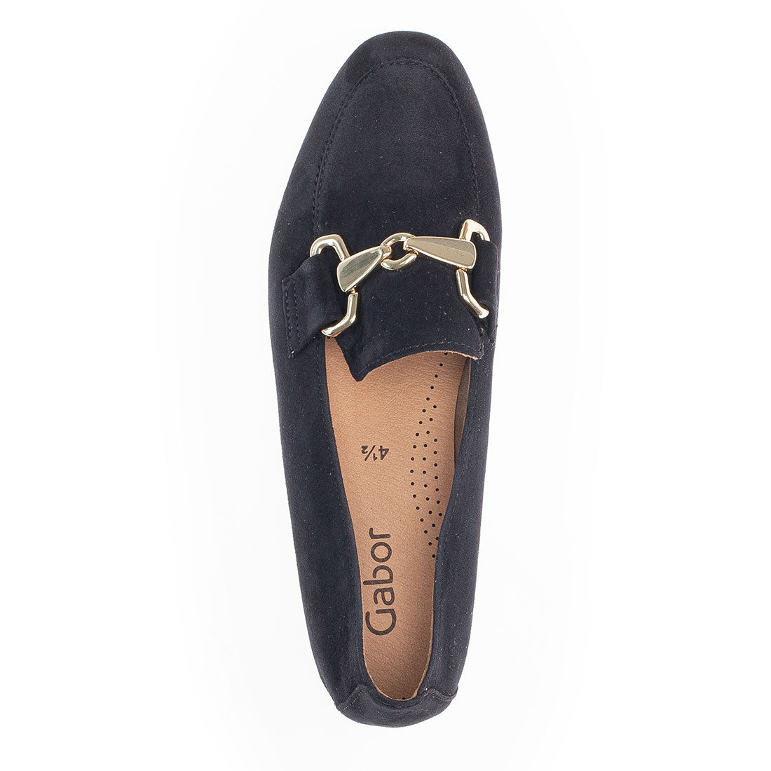 GABOR Blue suede loafer with gold buckle,