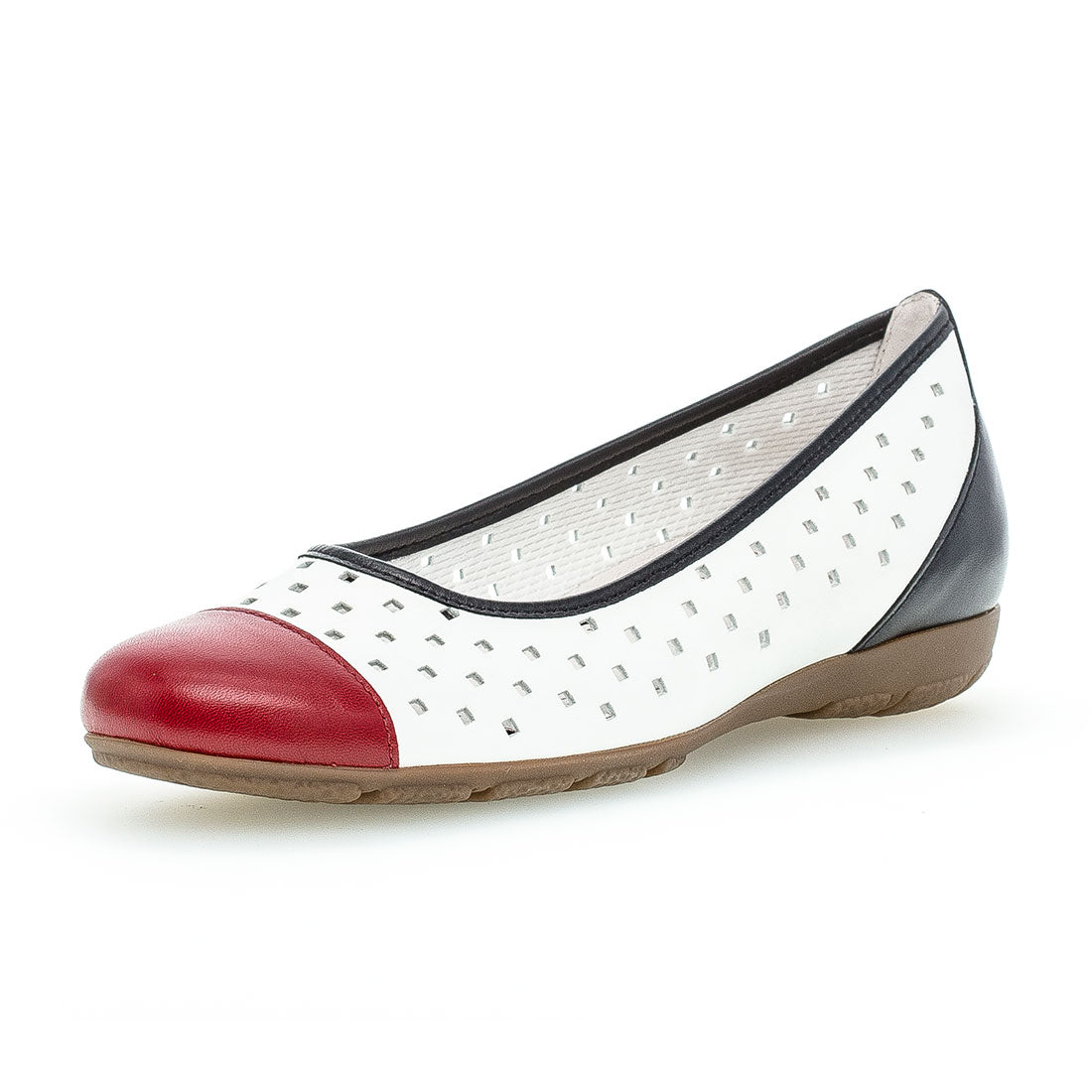 GABOR White, blue, red leather ballerina,