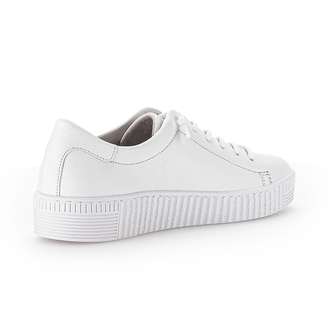 GABOR White leather sneaker with elastic laces,
