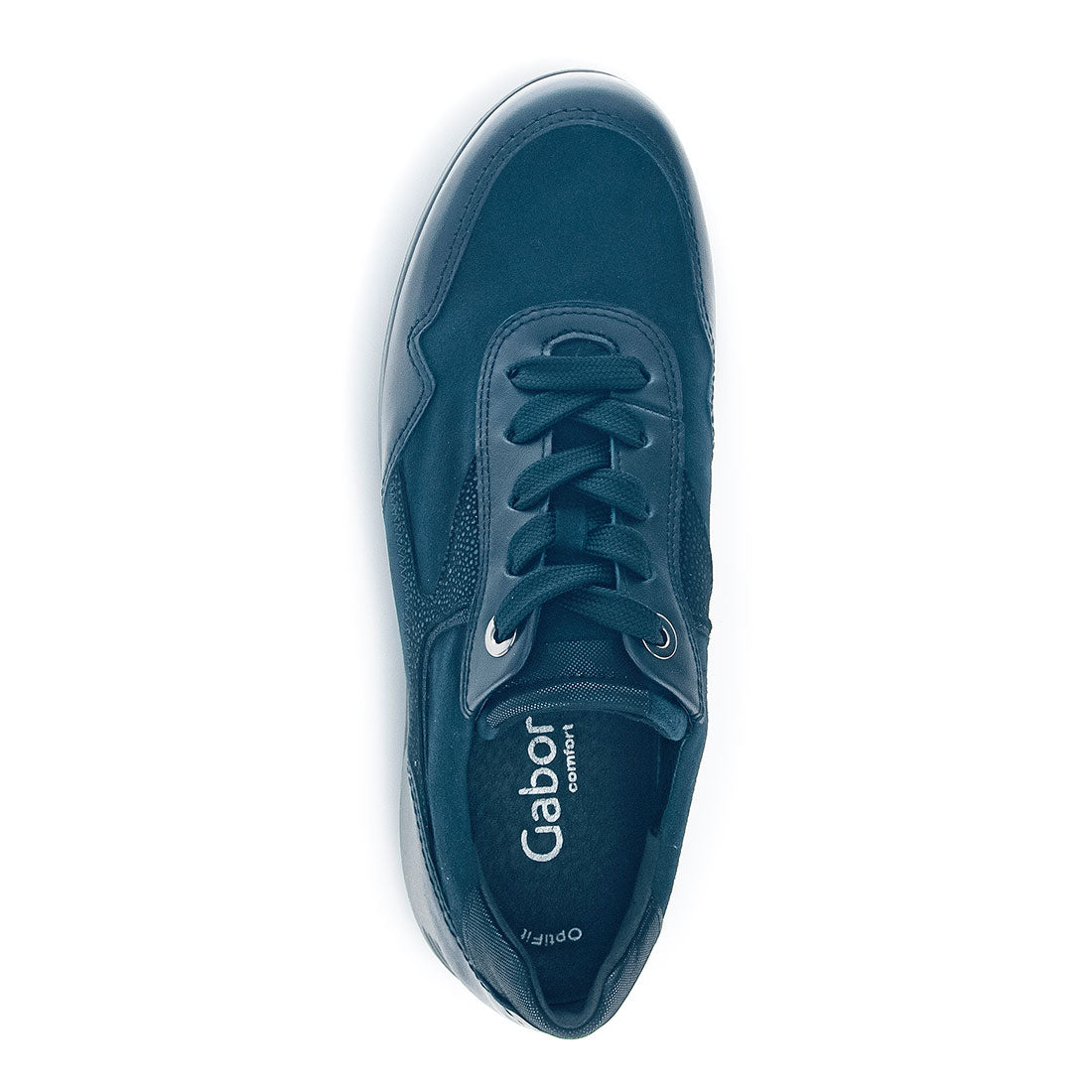 GABOR Blue leather and nubuck sneaker with laces,