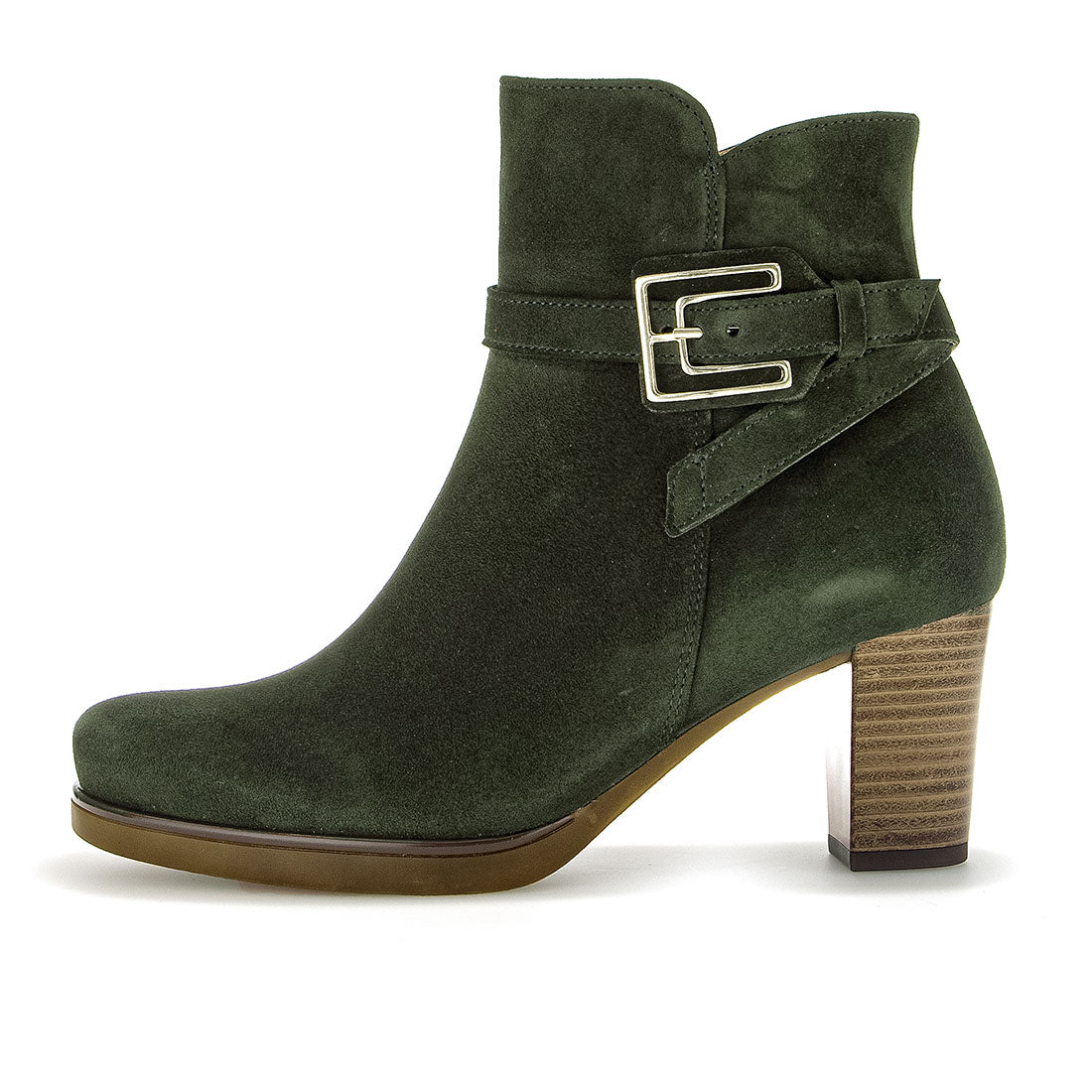 GABOR Dark green suede with decorative straps,