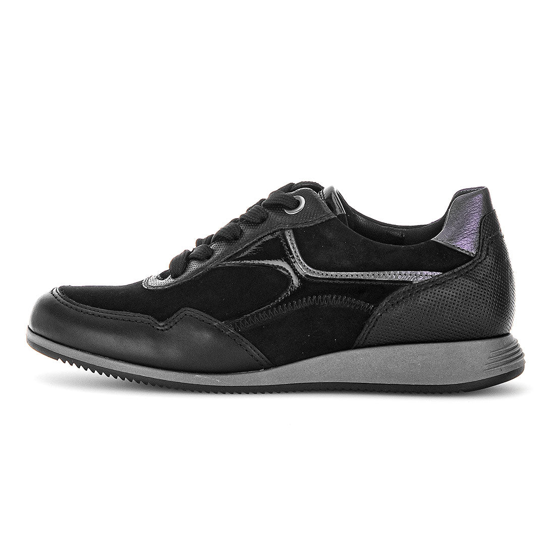 GABOR Black leather/suede/paint with purple metal,