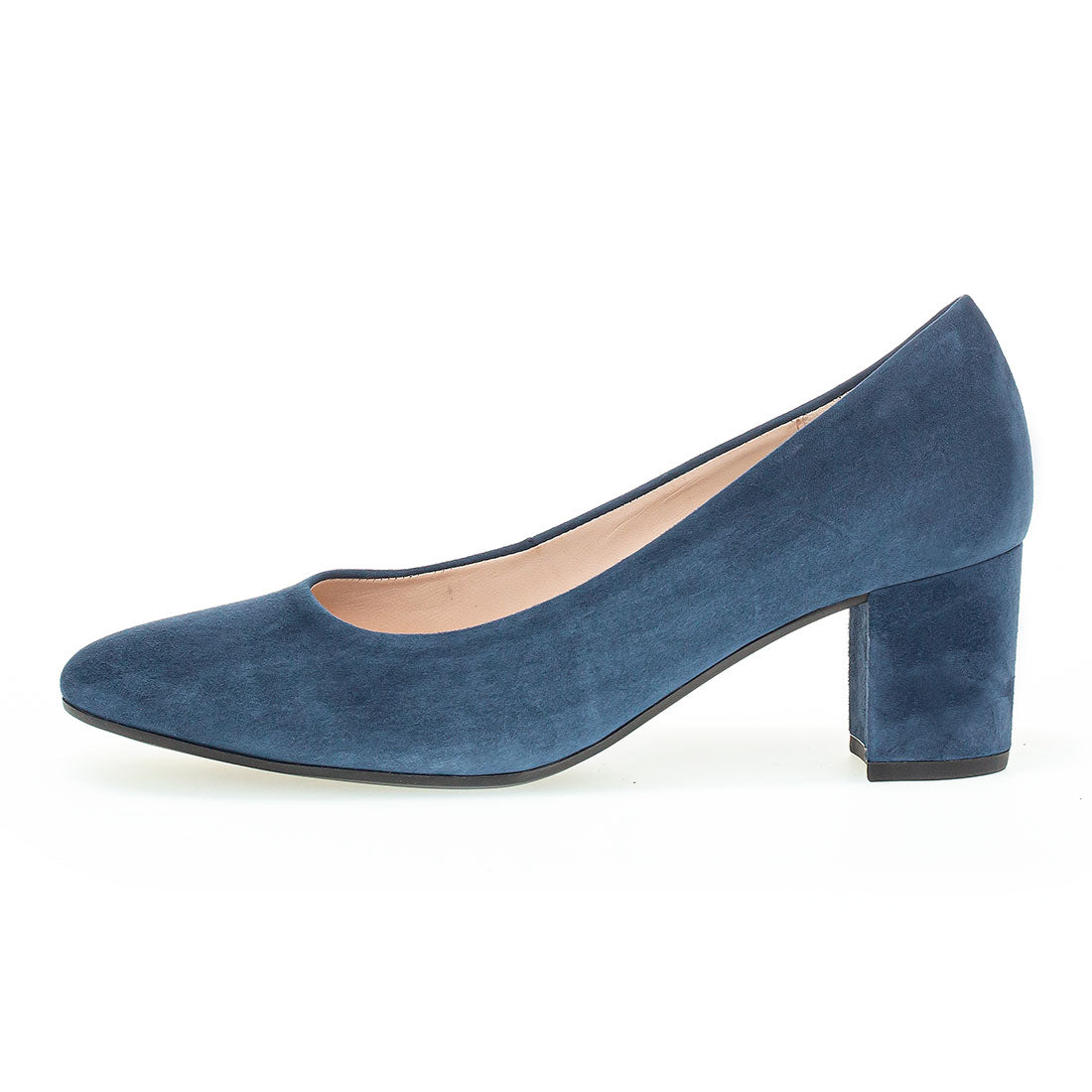 GABOR Indigo blue suede pump with pointed toe,