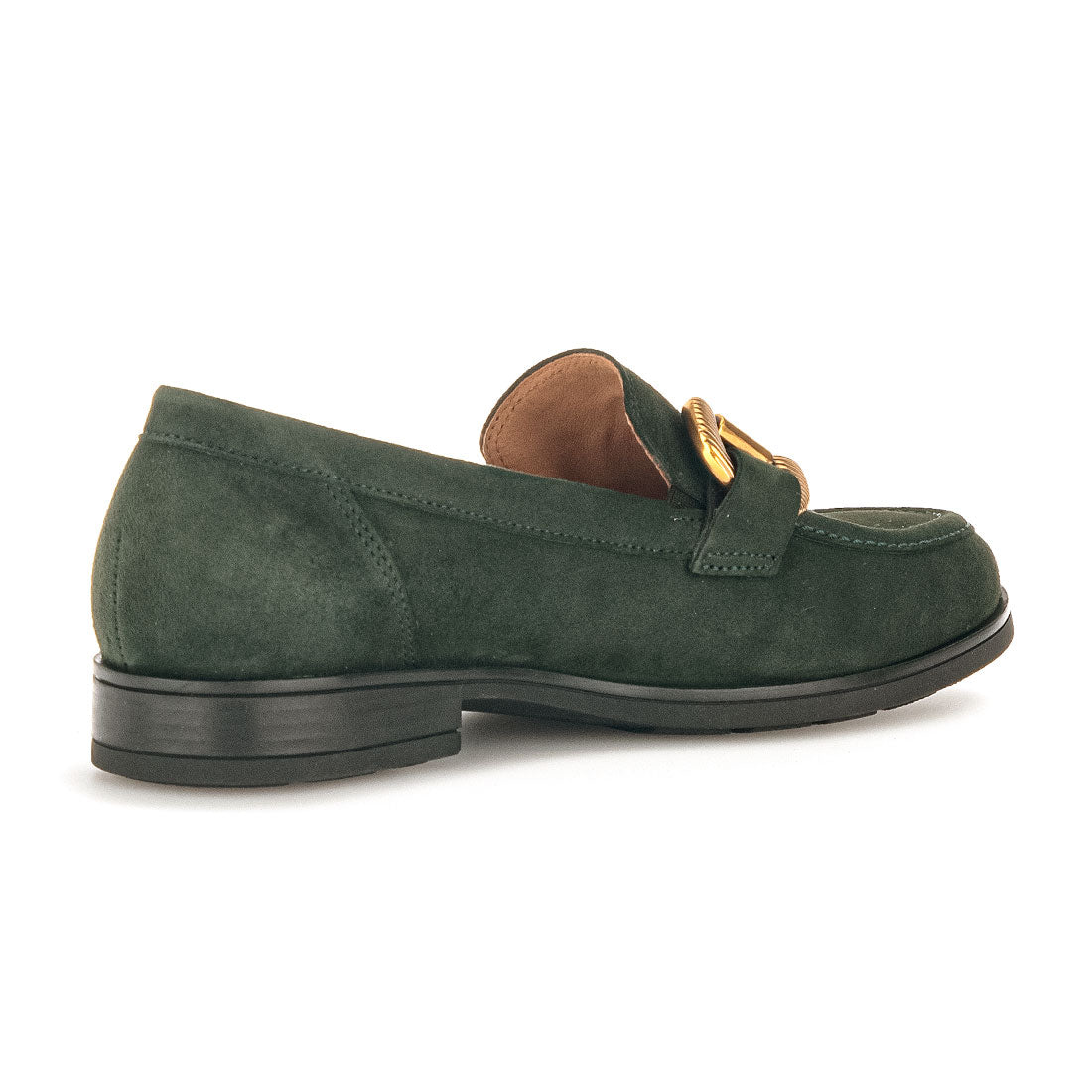 GABOR Green suede loafer with gold bit,