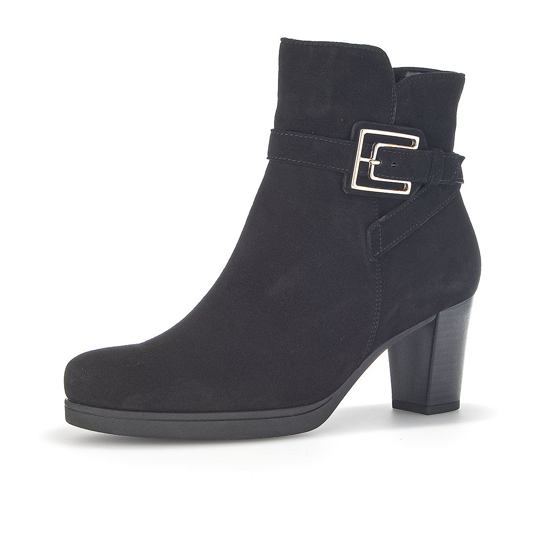 GABOR Black suede boot with decorative strap,