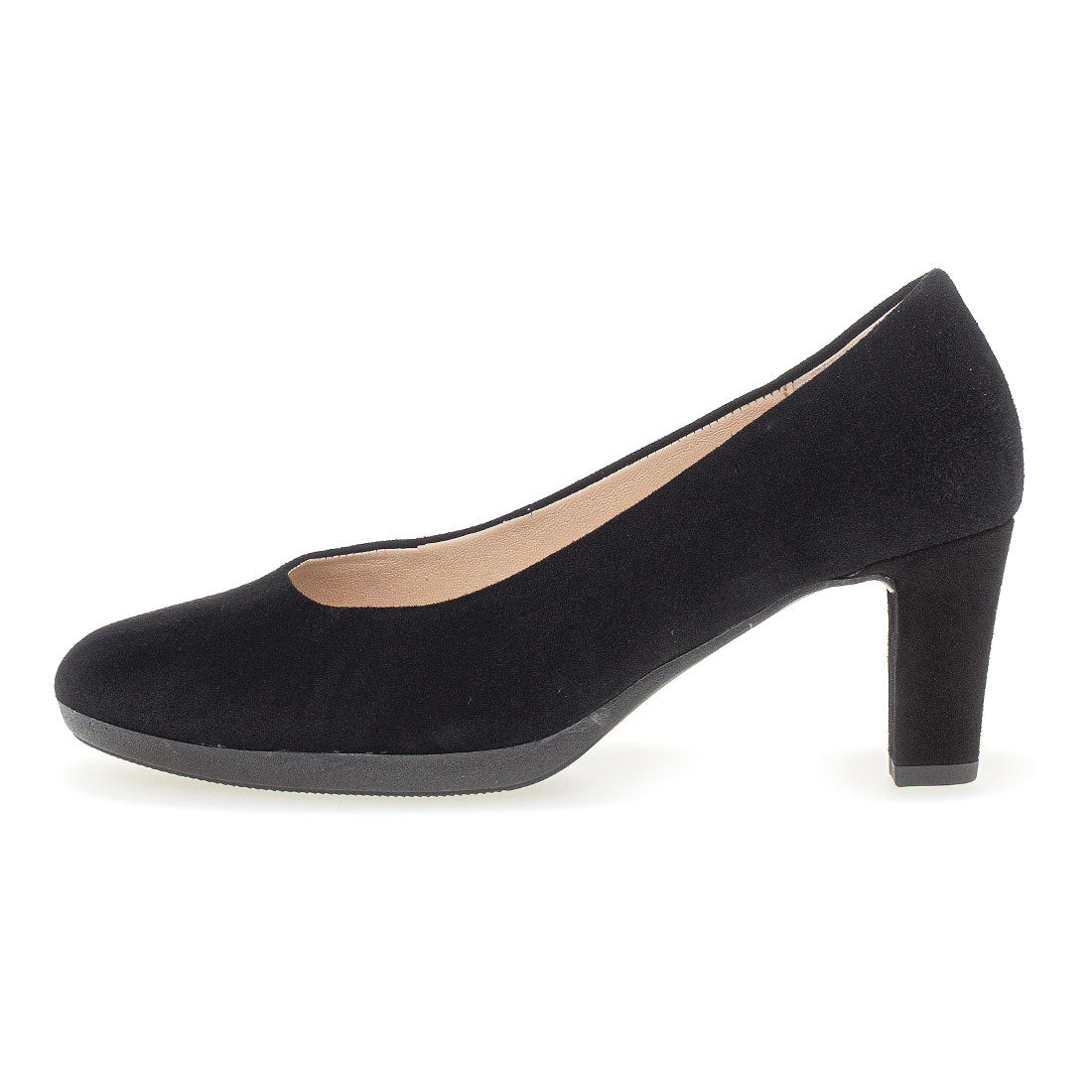 GABOR Black suede pump with rubber platform,