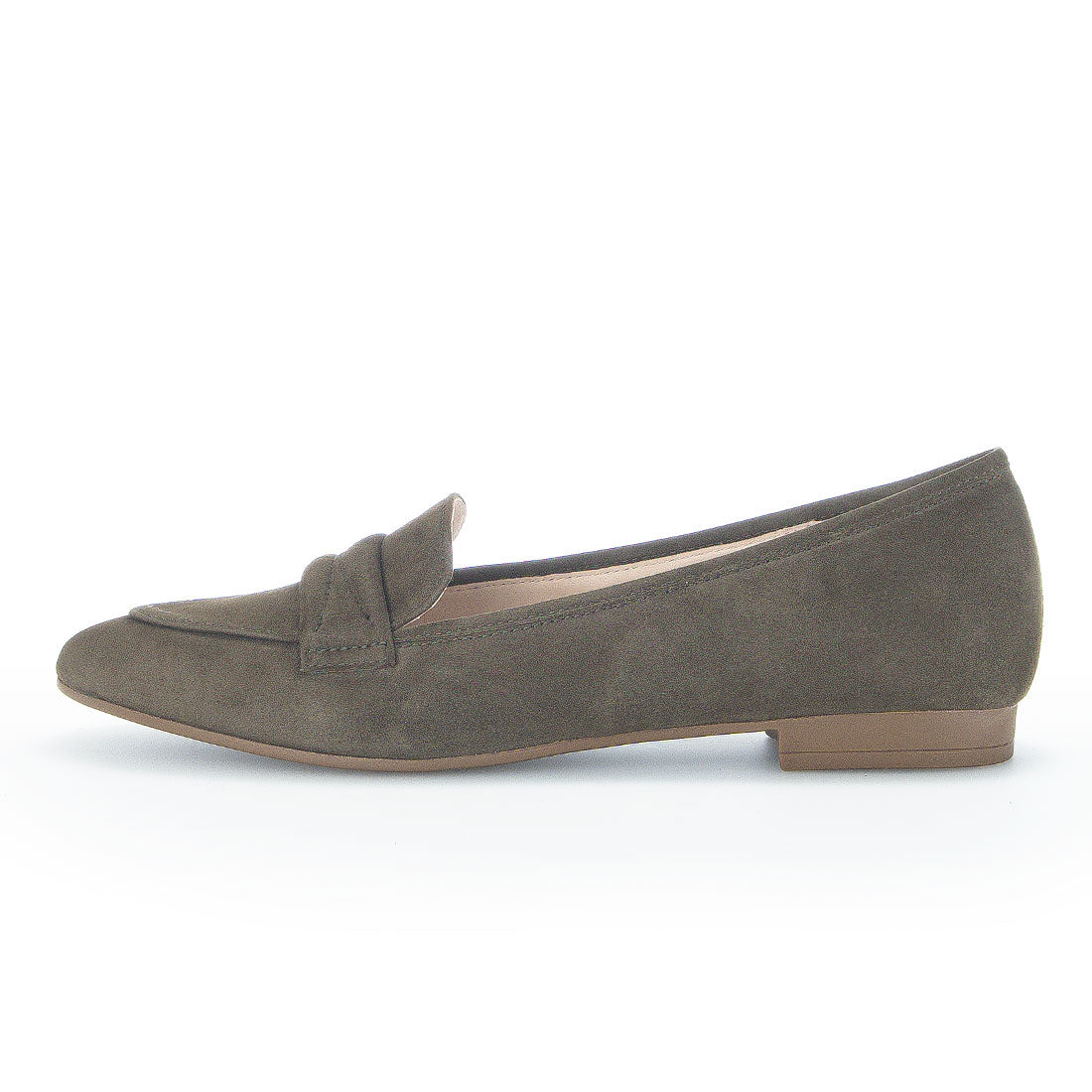 GABOR Olive green suede loafer pointed toe,