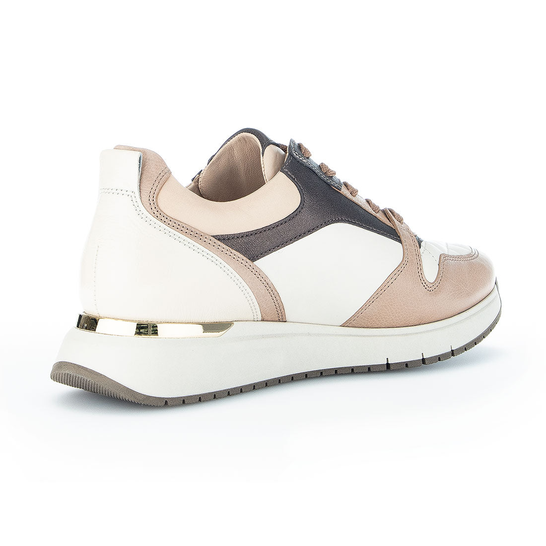 GABOR Sand + off-white leather sneaker,
