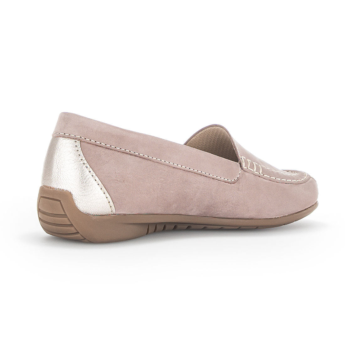 GABOR Dusty pink nubuck loafer with gold,