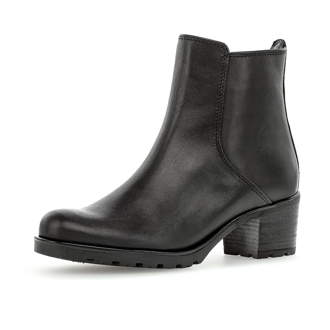 GABOR Black leather boot with 4.5 cm heel,