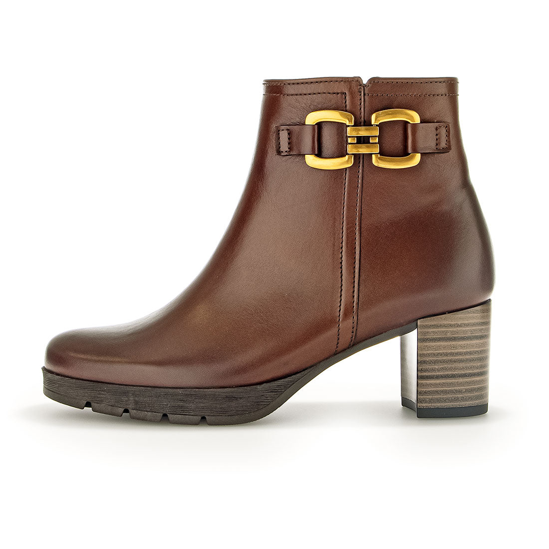 GABOR Brown leather boot with decorative buckle,