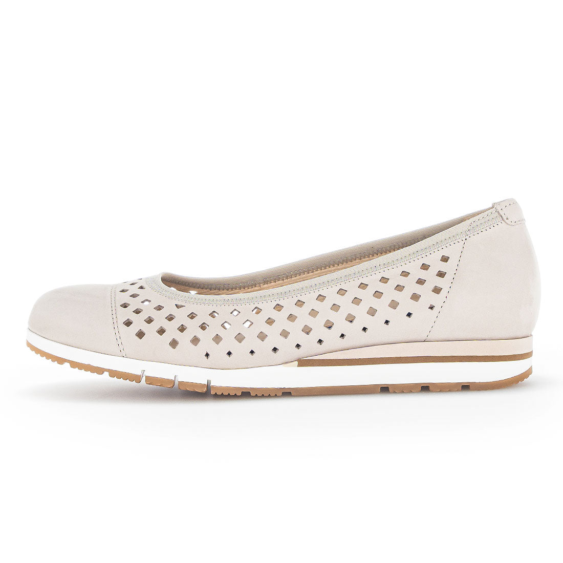 GABOR Beige nubuck ballerina with holes,