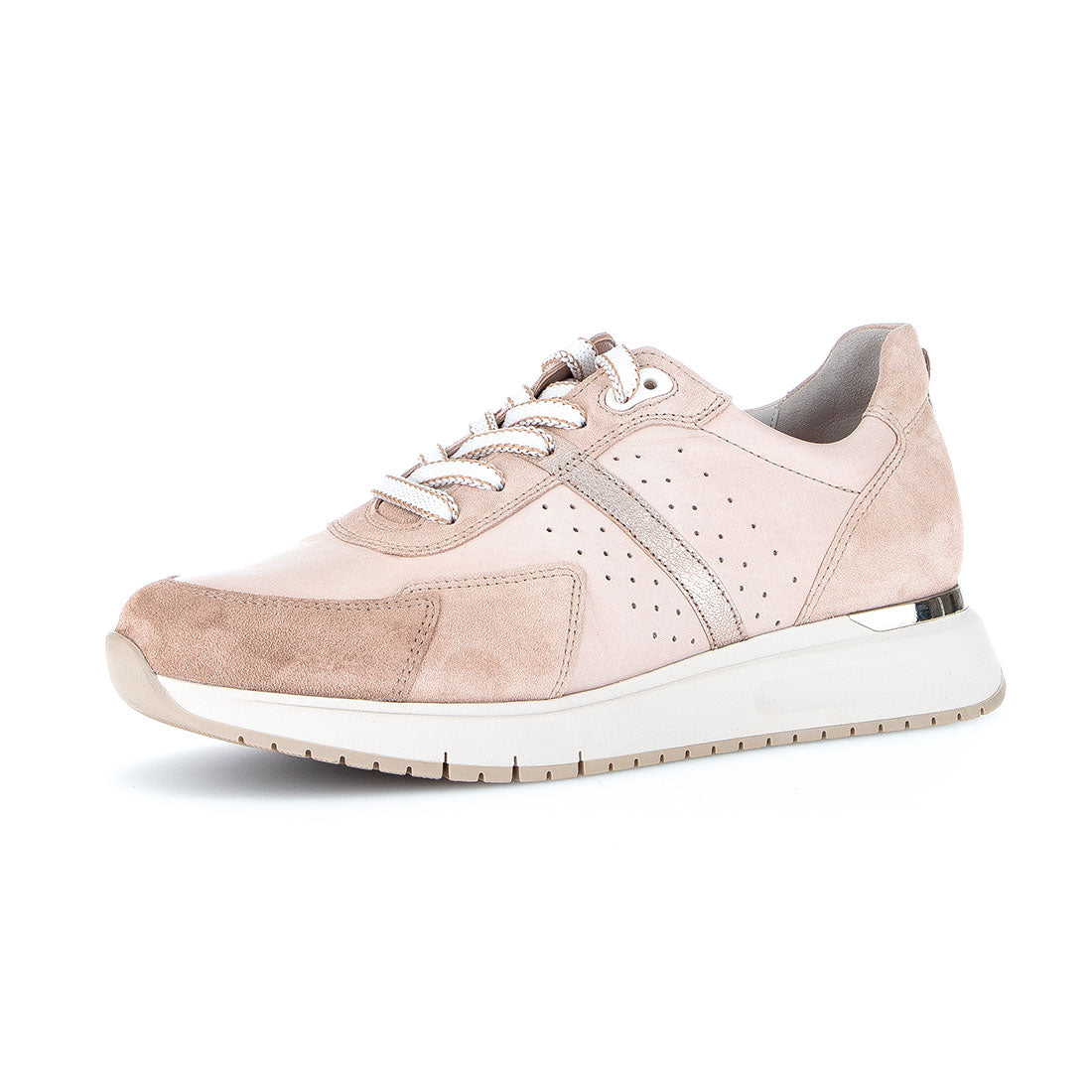 GABOR Beige leather sneaker with suede,