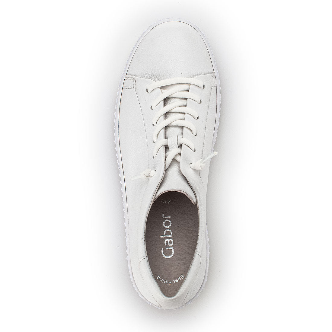 GABOR White leather sneaker with elastic laces,