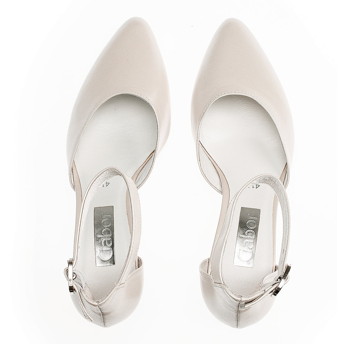 GABOR Off white leather with strap around the ankle,