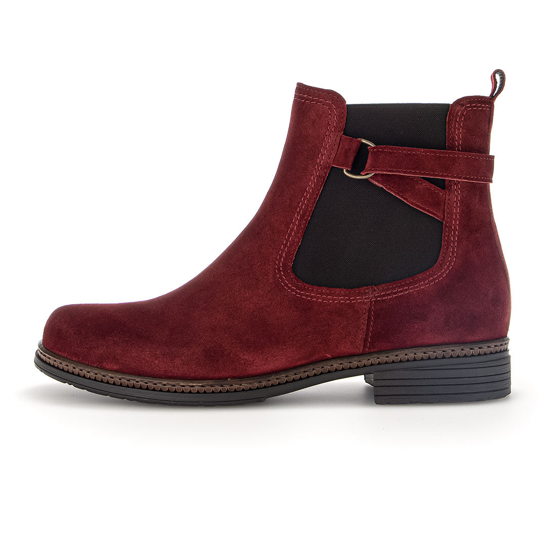 GABOR Red suede boot with elastic + zipper,