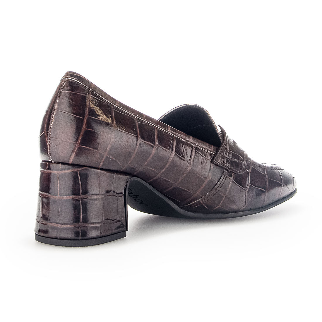 GABOR Brown embossed leather loafer,
