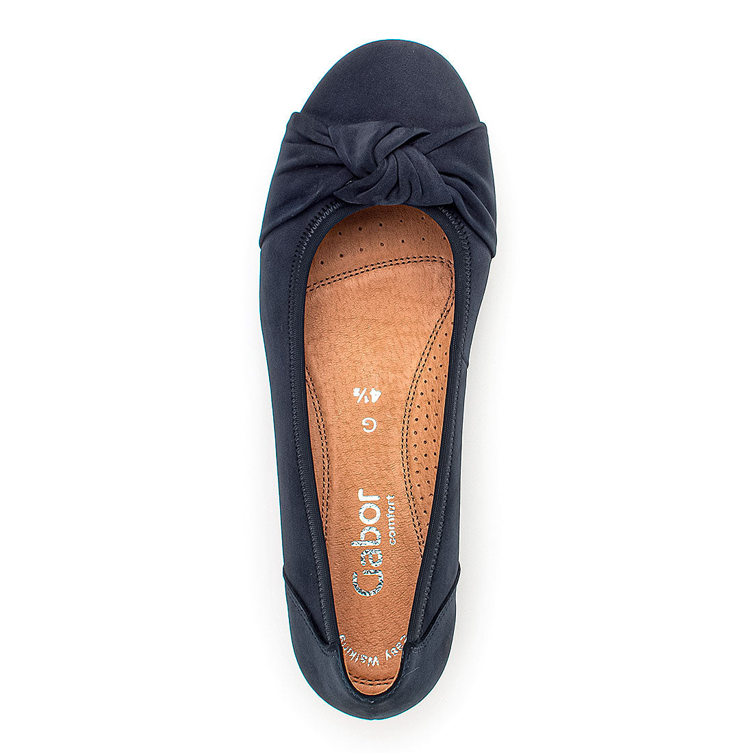 GABOR Blue nubuck ballerina with knot,