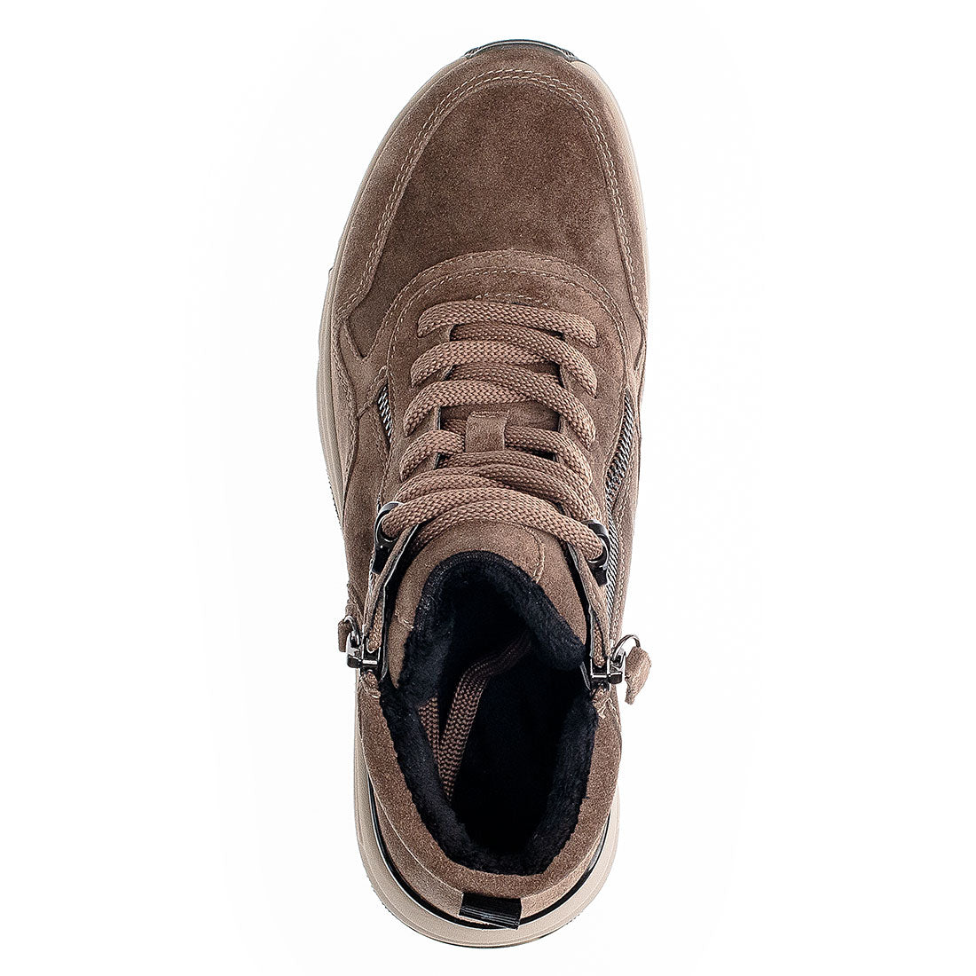 ROLLINGSOFT Brown suede boot lace + zipper,