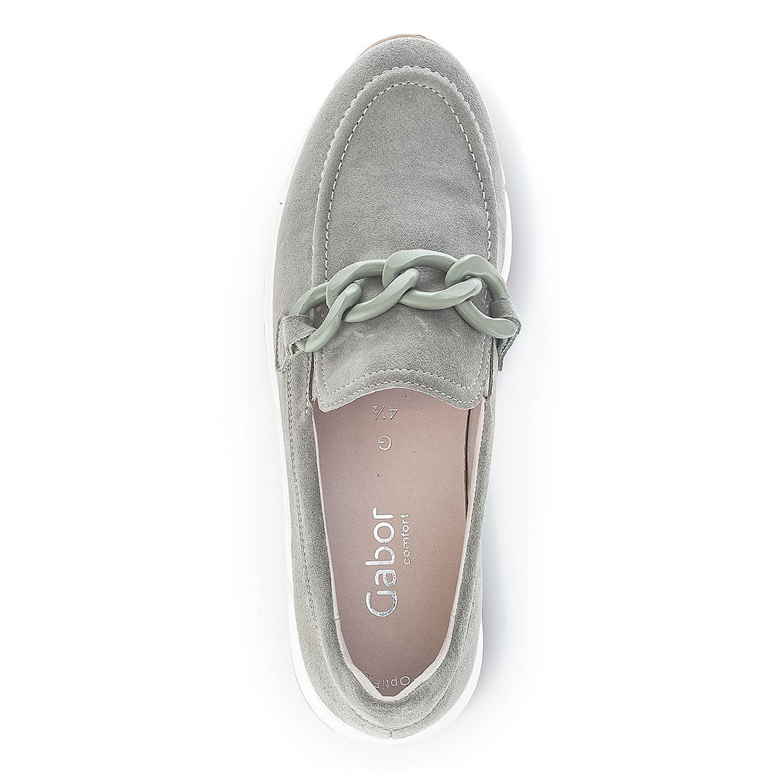 GABOR Light green suede loafer with bit,