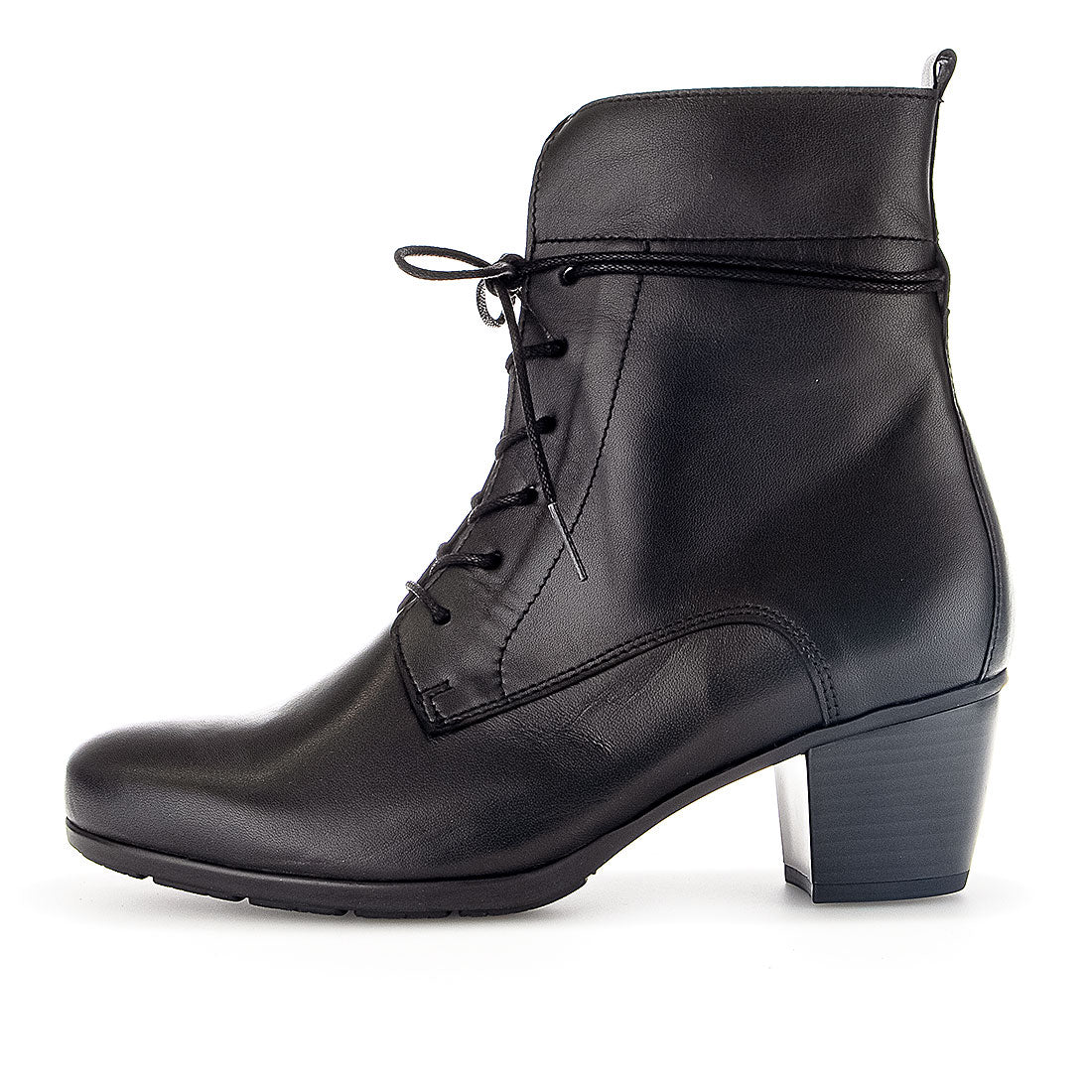 GABOR Black leather lace-up boot with zipper,