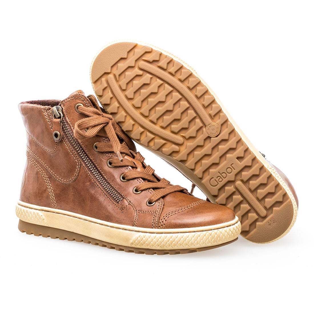 GABOR Copper leather with laces and zipper,