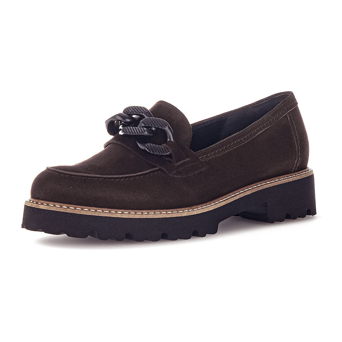 GABOR Chocolate suede loafer with bite,