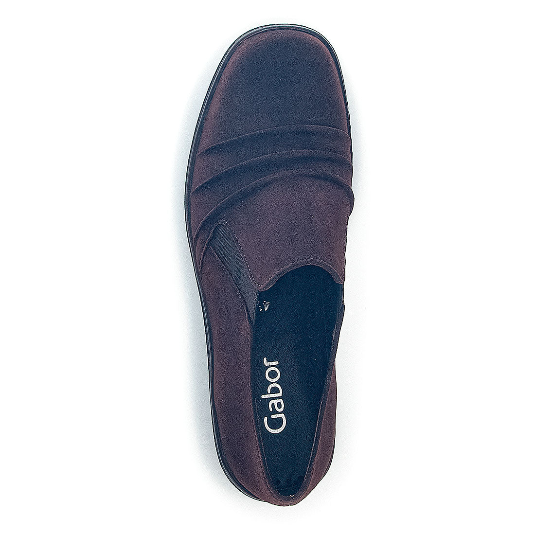 GABOR chocolate suede plug in loafer,