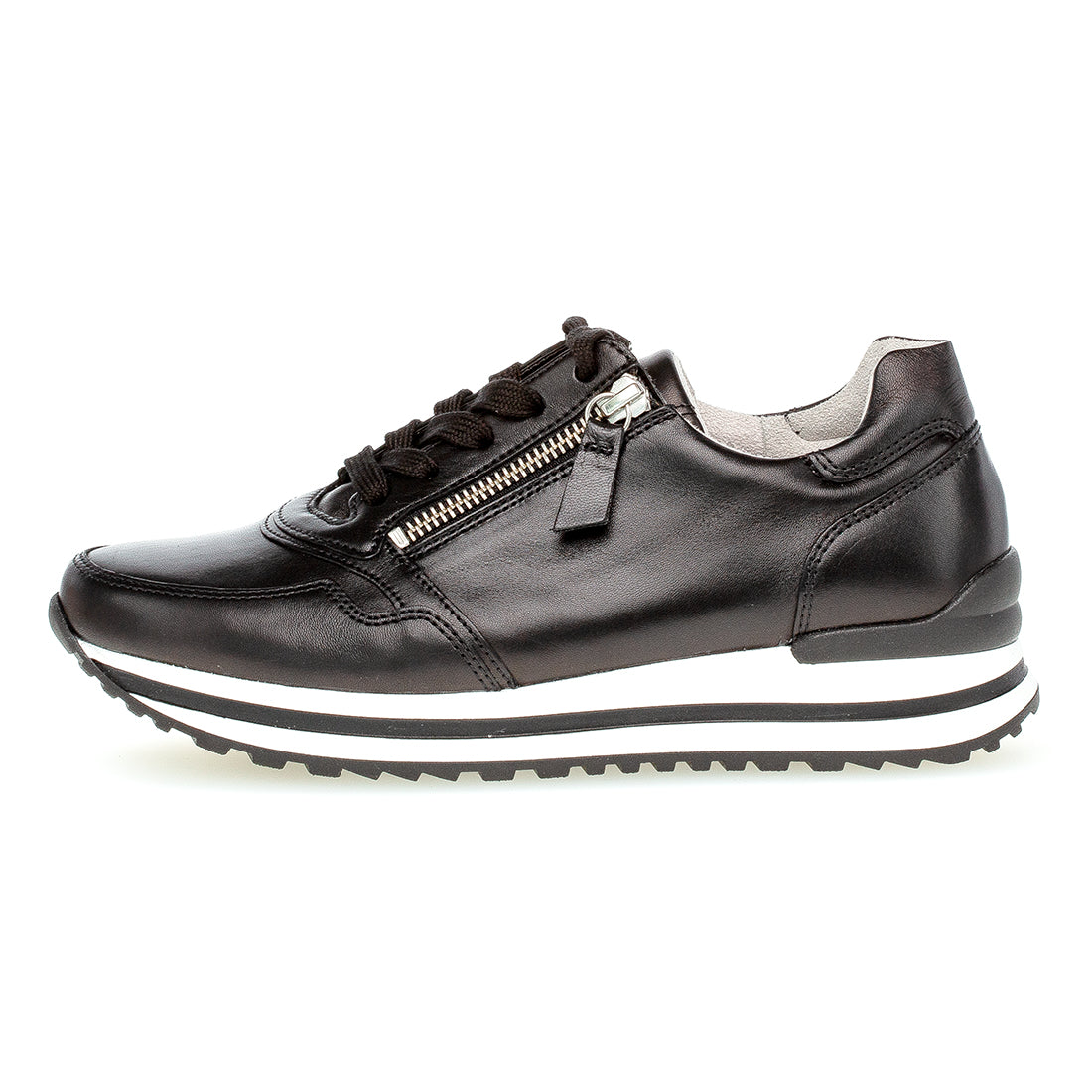 GABOR Black leather sneaker strap and zipper,