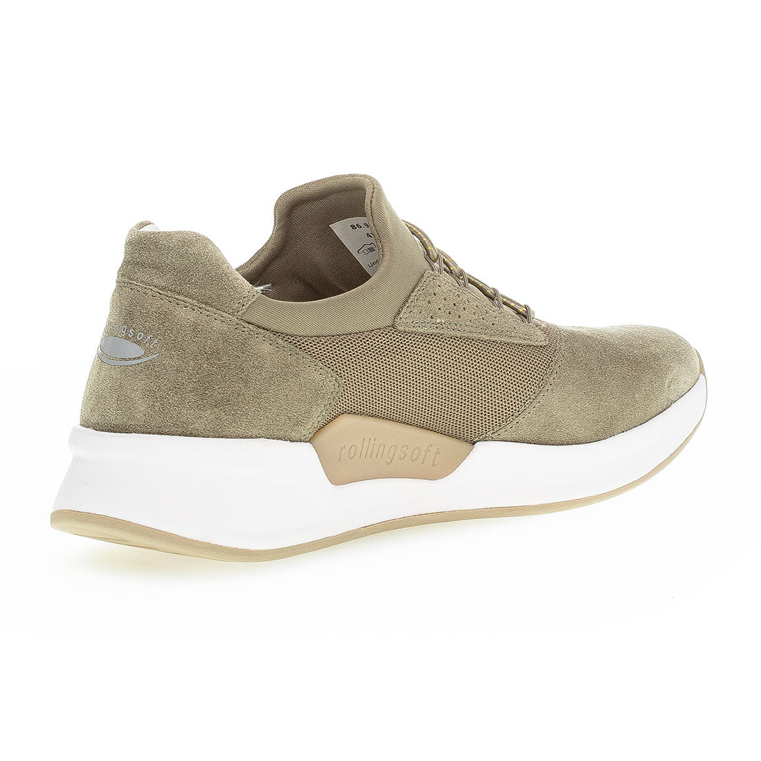 ROLLINGSOFT Sage green suede sneaker with elastic,