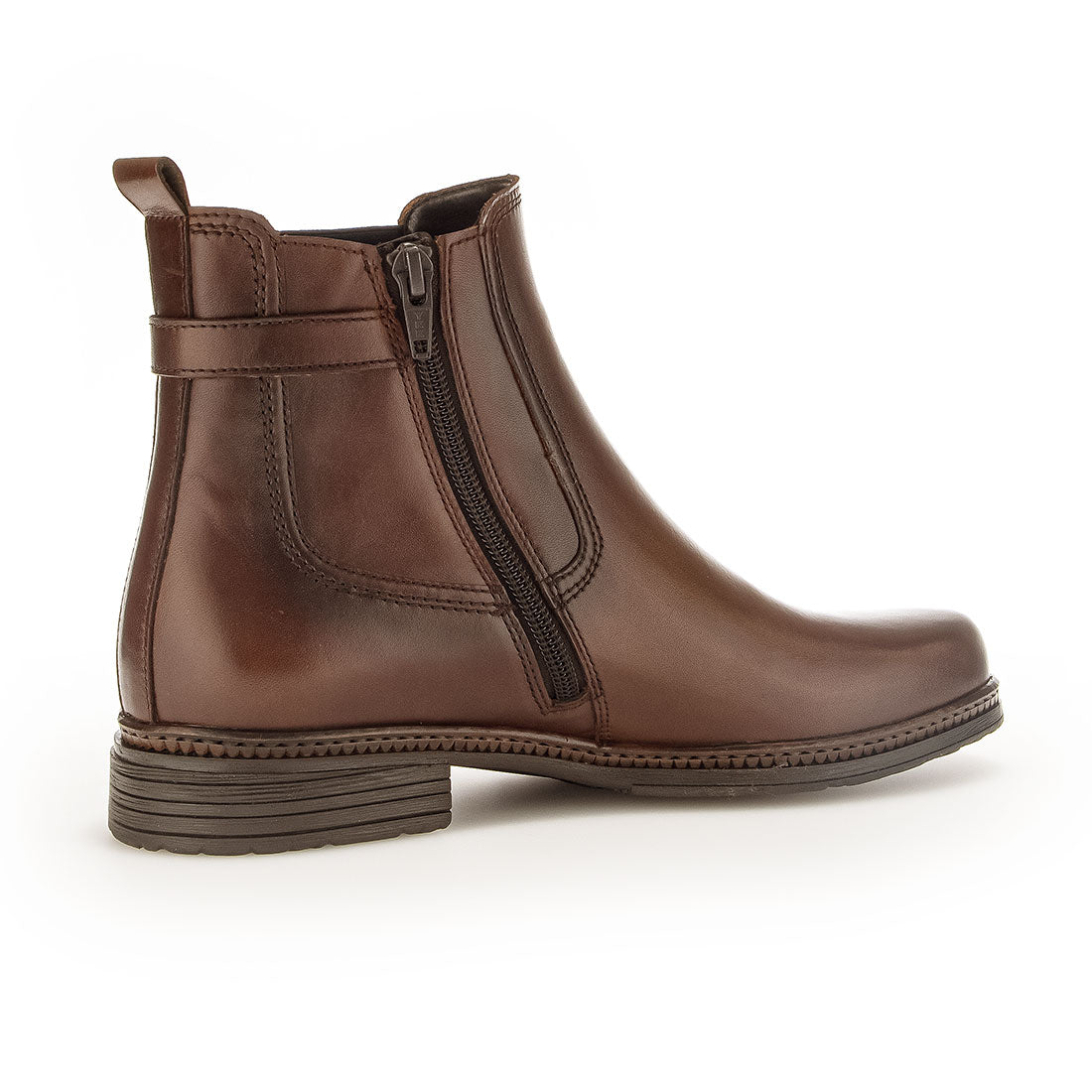 GABOR Brown leather boot with blue elastic,